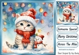 Cute Kitten With Snowman In Santa Hat With Baubles 8x8 Four