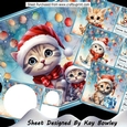 4 Cute Kittens In Santa Hats With Baubles 8x8 Mini Kit