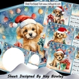 4 Cute Puppies In Santa Hats With Baubles 8x8 Mini Kit