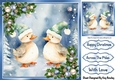 Cute Duck In Santa Hats With Baubles 8x8 Three