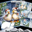 4 Cute Ducks In Santa Hats With Baubles 8x8 Mini Kit
