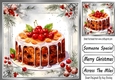 Lovely Red Berry & Holly 8x8 Card Front With Yummy Cake (Three)