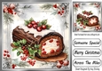 Lovely Red Berry & Holly 8x8 Card Front With Yummy Cake (Five)