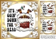 Gold & White Baubles With Santa Caption 8x8 Three