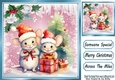 Lovely Pink Christmas With Snow/ Icicles 8x8 Animals Two