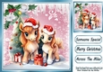Lovely Pink Christmas With Snow/ Icicles 8x8 Animals Three
