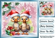 Lovely Pink Christmas With Snow/ Icicles 8x8 Animals Five