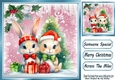 Lovely Pink Christmas With Snow/ Icicles 8x8 Animals Six