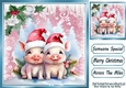 Lovely Pink Christmas With Snow/ Icicles 8x8 Animals Eight