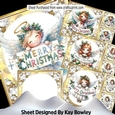 4 Gold & White Baubles With Pretty Angels 8x8 Mini Kit