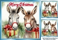 Lovely Christmas Donkeys With Presents 8x8 Card Front Three