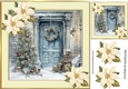 Lovely Blue Front  Door With Cream Poinsettias Christmas Scene 8x8 (Three)