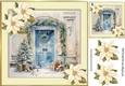 Lovely Blue Front Door With Cream Poinsettias Christmas Scene 8x8 (Four)