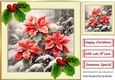 Red Poinsettias In The Winter With Holly 8x8 Cream/Gold Frame (Three)