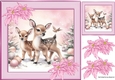 Pretty Deers With Pink Poinsettias 8x8 (Two)