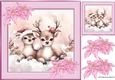 Pretty Deers With Pink Poinsettias 8x8 (Three)
