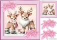 Pretty Deers With Pink Poinsettias 8x8 (Five)