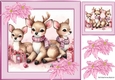 Pretty Deers With Pink Poinsettias 8x8 (six)