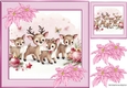 Pretty Deers Playing With Pink Poinsettias 8x8 (seven)
