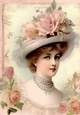 Elegant Vintage Lady With Roses A4 (Two)