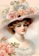 Elegant Vintage Lady With Roses A4 (Three)