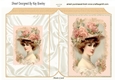 Elegant Vintage Lady With Roses Folded Book (Three)
