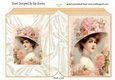 Elegant Vintage Lady With Roses Folded Book (Four)