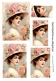 Elegant Vintage Lady With Roses Pyramids (Three)