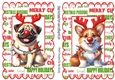 2 Lovely Christmas A5 Toppers, With Cute Dogs With Red Noses (Two)