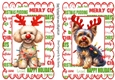 2 Lovely Christmas A5 Toppers, With Cute Dogs With Red Noses (Three)