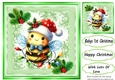 Cute Little Bumble Bee With Christmas Holly 8x8 (Three)