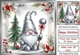 Lovely Gnome With Red & Silver Holly Christmas 8x8 (Two)