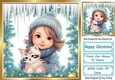 Lovely Little Girl With Her Kitten In The Snow 8x8 (Four)