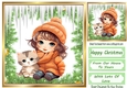 Sweet Little Girl With Her Kitten In The Snow 8x8 Green (Four)