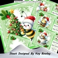  4 Cute Little Bumble Bees With Christmas Holly 8x8 Mini Kit 