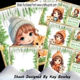  4 Sweet Little Girls With Her Kittens In The Snow 8x8 Green Mini Kit