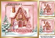 Pink Christmas With Tree & Cottage With Words 8x8
