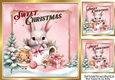 Pink Christmas With Tree & Cute Bunny With Gifts & Words 8x8