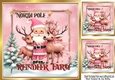 Pink Christmas With Tree & Reindeers With Words 8x8