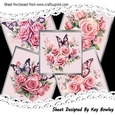5 Pretty Pink Roses With Butterflies In Silver Frames 8x8 Cards Mini Kit