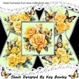 5 Lovely Yellow Roses & Butterflies 8x8 Silver Frames Cards Mini Kit