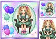 Birthday Girl With Balloons Turq 8x8