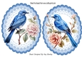 2 Pretty Blue Bird Toppers with Flowers (Three)