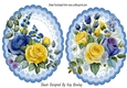 2 Pretty Blue/Yellow Rose Toppers (Two)
