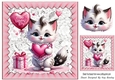 Cute White Valentine Kitty With Heart & Gift 8x8