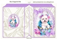 Cute White Puppy In Basket Of Purple Roses Folded Book (One)