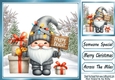 Lovely Happy Christmas Gnome With Snow 8X8 Blue (Two)