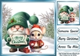 Lovely Happy Christmas Gnome With Snow 8X8 Blue (Four)
