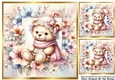 Flower Frame Pastel Colours  8x8 With Cute Teddy & Roses Two