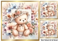 Flower Frame Pastel Colours 8x8 With Cute Teddy & Roses Three